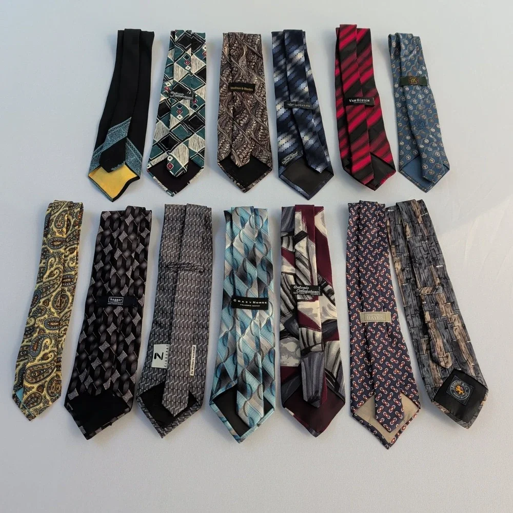 Mixed Lot of 13 Mens Silk‎ Neck Tie Crafts Van Heusen Dockers Hagger Club Room